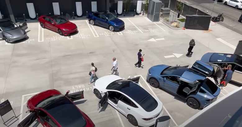 Charging station at Tesla Diner